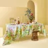 Nappe lin & coton lavé 150 g/m² imprimé rose jaune vert Souffle fleuri printemps