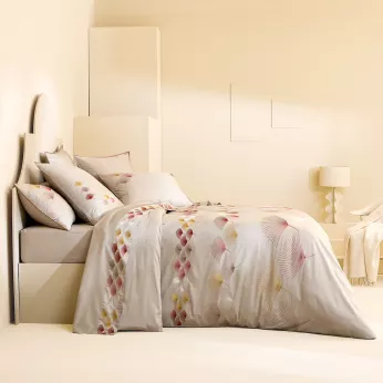 Bettbezug baumwollsatin bestickt beige orange Pistil automne