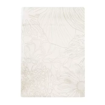 Drap plat satin de coton imprimé blanc beige Flower power white