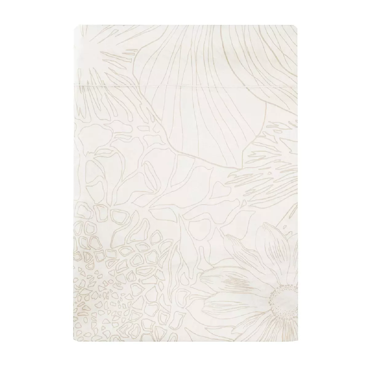 Drap plat satin de coton imprimé beige blanc Flower power white