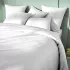 Parure de lit satin de coton motif jacquard blanc Vibrato blanc