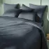 Parure de lit satin de coton motif jacquard bleu Vibrato bleu nuit