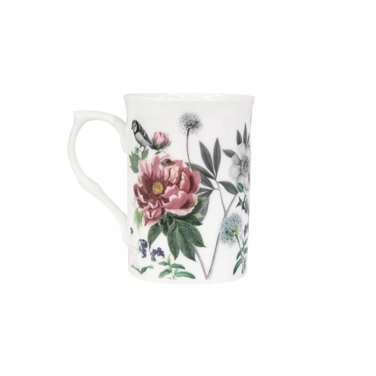 Mug divers printed white multicolor Mesanges blanc
