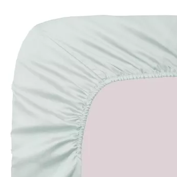 Drap housse b35 satin de coton imprimé multicolore Primavera vert d'eau