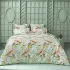 Housse de couette satin de coton 115 g/m² imprimé multicolore Primavera vert d'eau