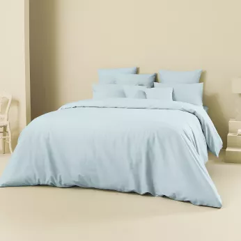 Duvet cover linen & cotton 160 gsm plain blue Le metis francais aqua