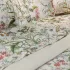 Drap plat satin de coton imprimé rose beige vert Prairie legere beige