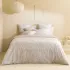 Parure de lit pur coton lavé imprimé beige Souffle de ginkos naturel