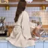 Peignoir femme pur coton 240 g/m² nid d'abeille beige Detente naturel