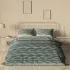 Parure de lit satin de coton imprimé vert bleu Strates ecume