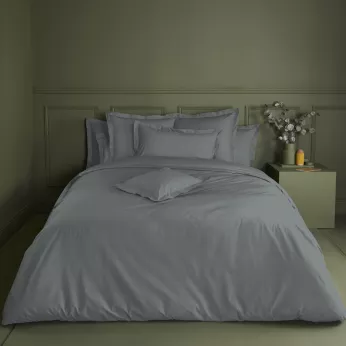 Bettbezug baumwollperkal uni anthrazit La percale francaise acier