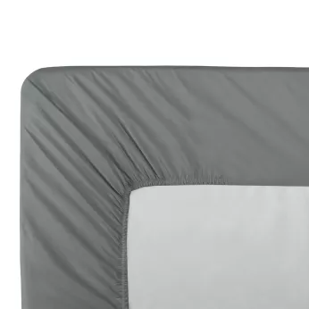 Drap housse duo b40 baumwollperkal uni anthrazit La percale francaise acier