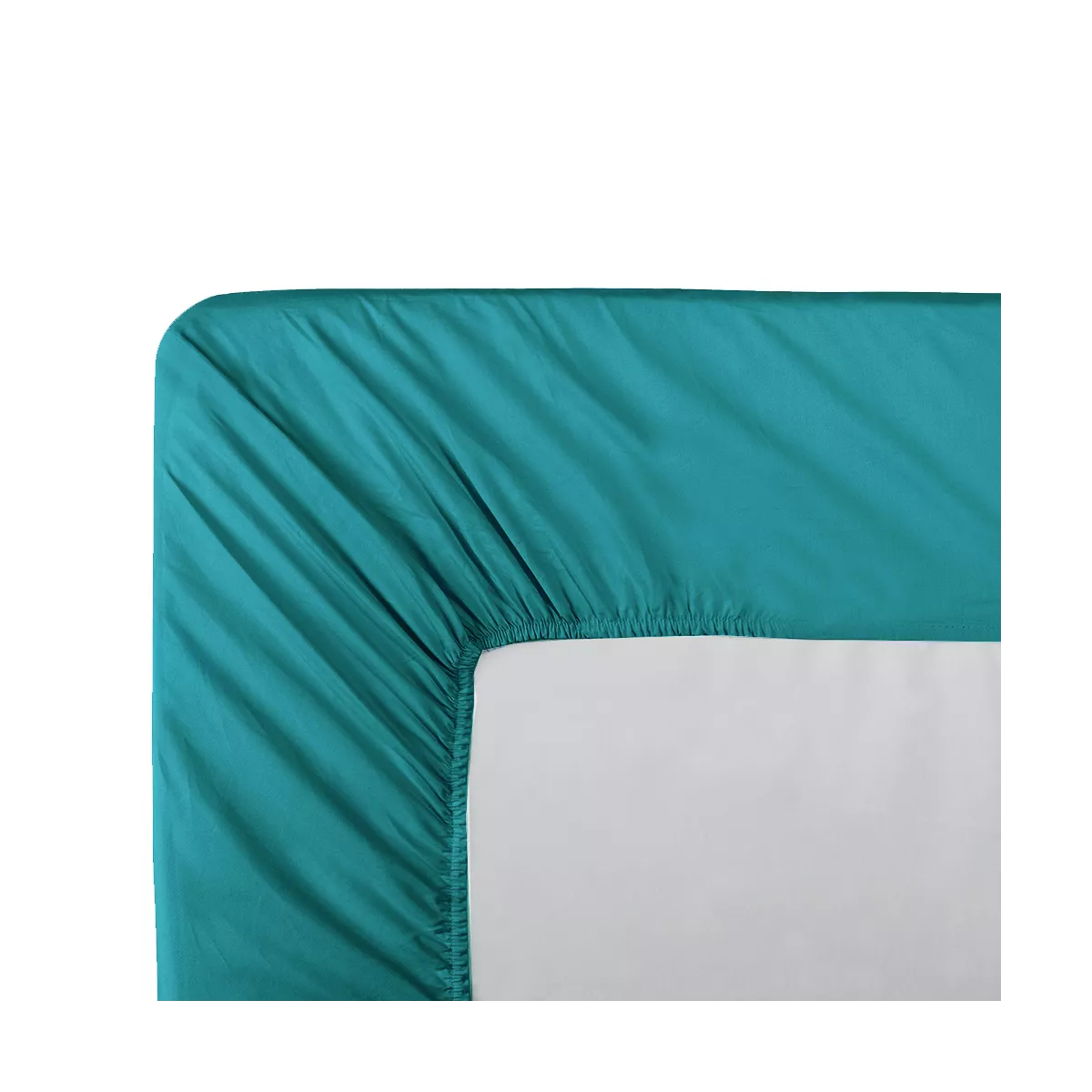 30cm cup fitted sheet cotton percale plain green La percale francaise emeraude