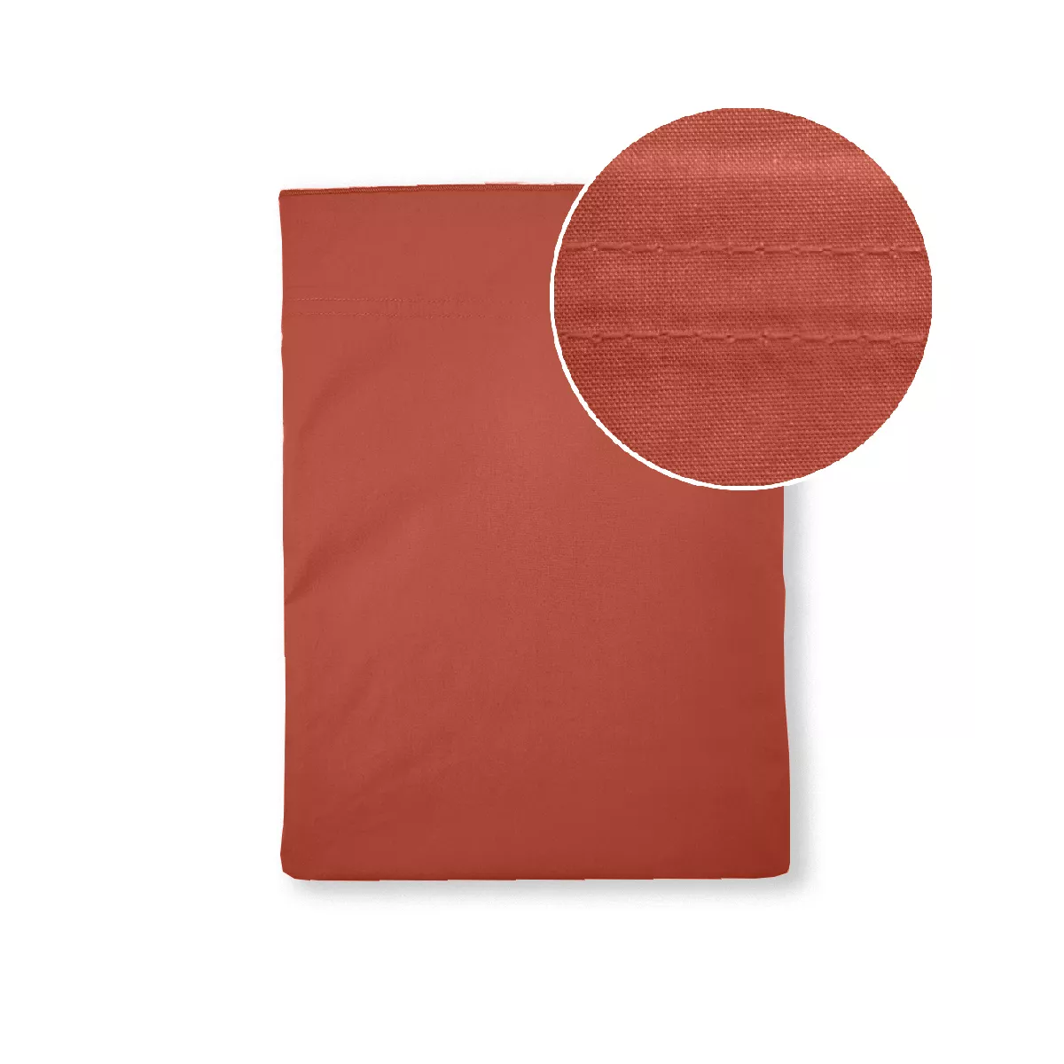 Flat sheet cotton percale plain red orange La percale francaise rouille