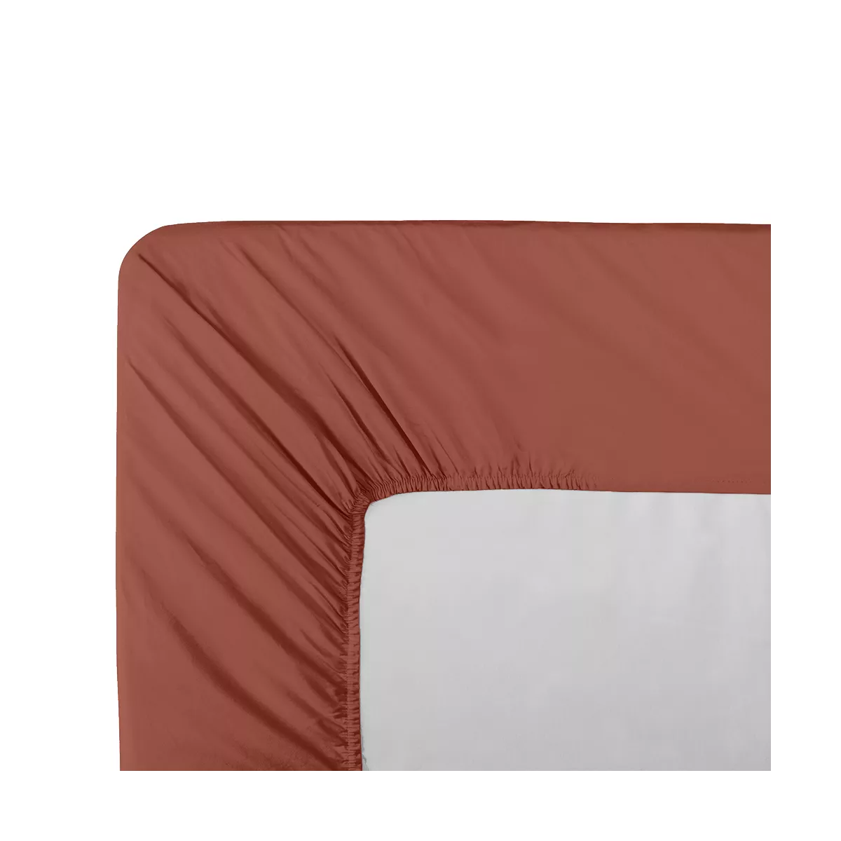 40cm cup fitted sheet cotton percale plain orange red La percale francaise rouille