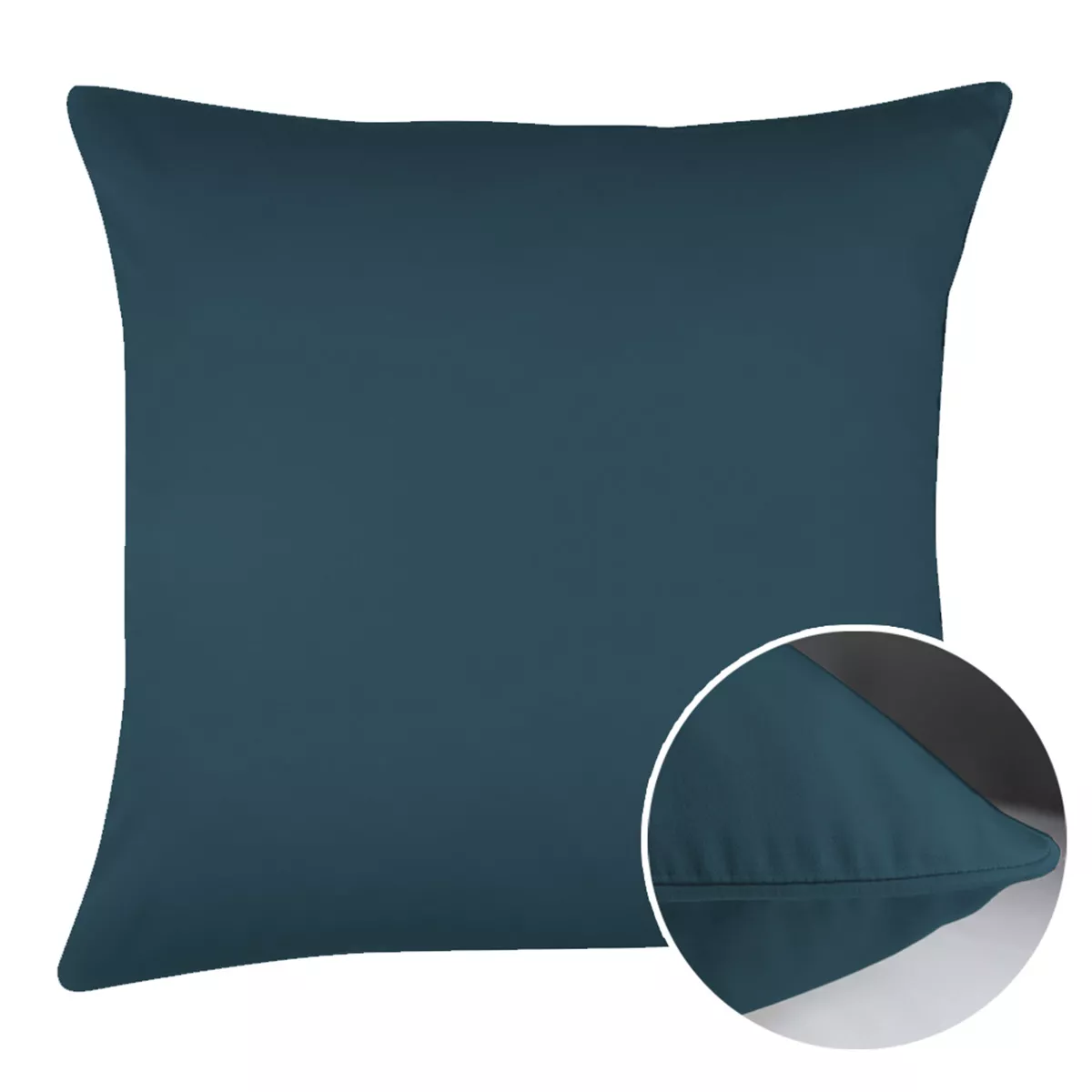Pillowcase cotton sateen plain blue Ava uni bleu ardoise
