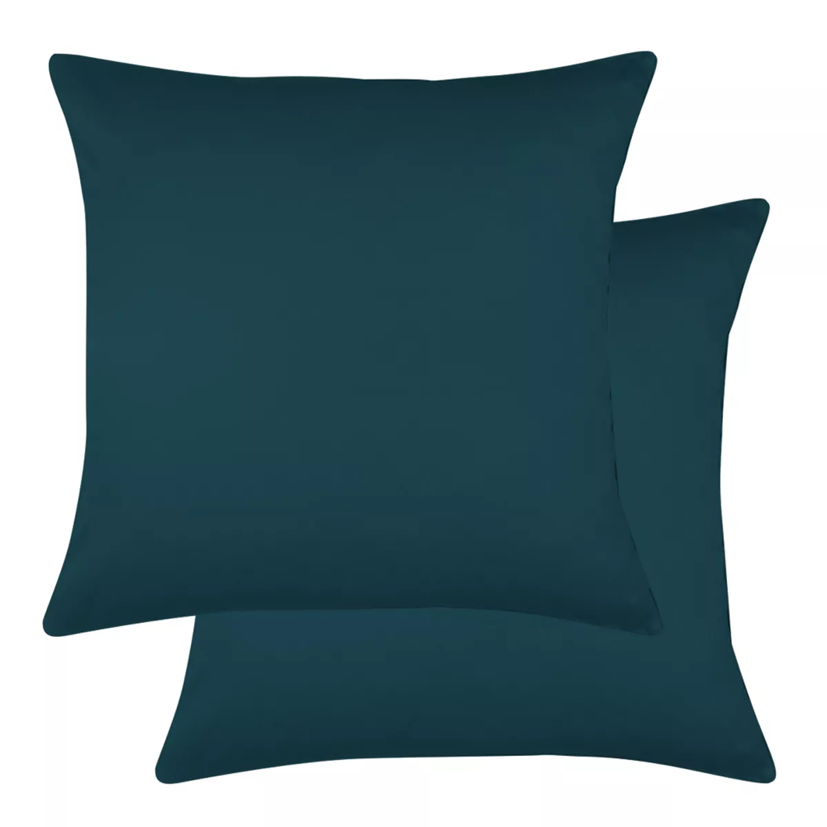 2 pillowcases cotton sateen plain blue Ava uni bleu ardoise