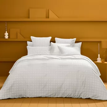 Duvet cover cotton sateen jacquard pattern white Allegria neige