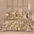 Housse de couette satin de coton imprimé rose Magnolias rose fume