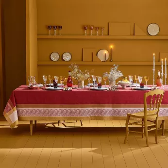 Tischdecke reine baumwolle fleckenschutz jacquard-muster rot Alexandria rubis