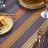 Nappe pur coton enduit motif jacquard marron brun Mille bambous onyx