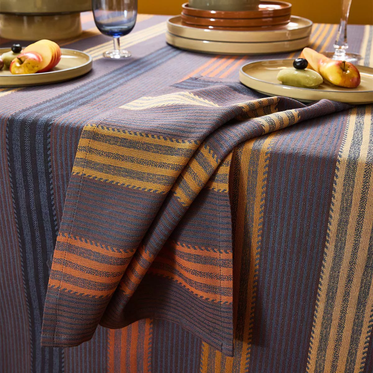 Napkin 100% cotton jacquard pattern brown Mille bambous onyx