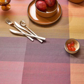 Tablecloth 100% cotton coated jacquard pattern purple Mille ecossais velvet