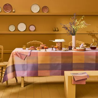 Tablecloth 100% cotton jacquard pattern purple Mille ecossais velvet