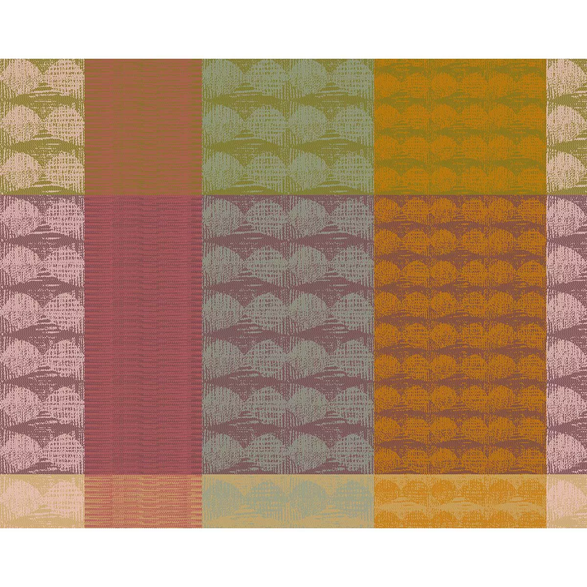 Tischset reine baumwolle beschichtet jacquard-muster orange grün Mille halos prunus