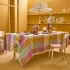 Tablecloth 100% cotton jacquard pattern orange green Mille halos prunus