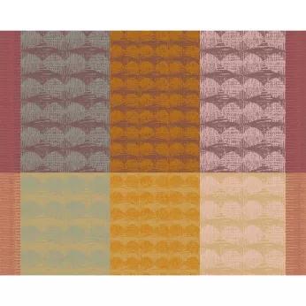 Set pur coton motif jacquard vert orange Mille halos prunus
