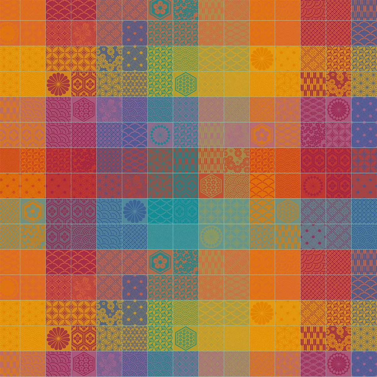 Maßgeschneiderte tischdecke reine baumwolle beschichtet jacquard-muster violett orange Mille hana floralies