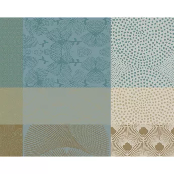 Tischset reine baumwolle jacquard-muster blau beige Mille zen ecume