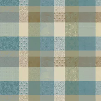 Custom made tablecloth 100% cotton coated jacquard pattern blue beige Mille zen ecume