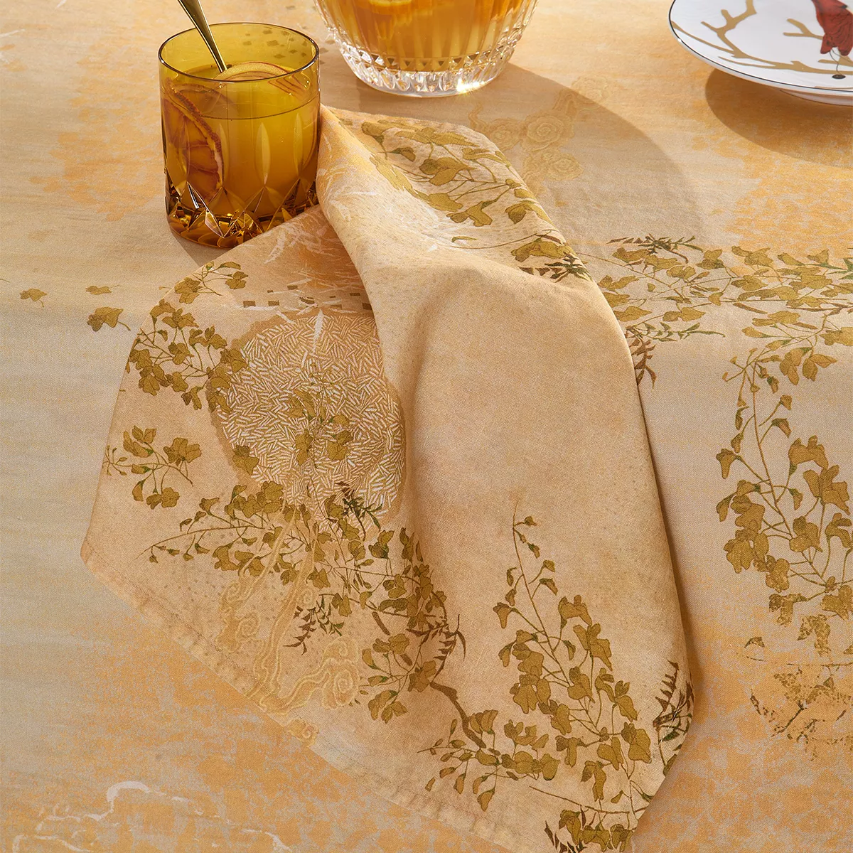 Serviette halbleinen vorgewaschen 190 g/m² bedruckt gelb Soleil d'or dore