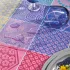 Table linen set 100% cotton coated jacquard pattern orange purple Mille hana floralies