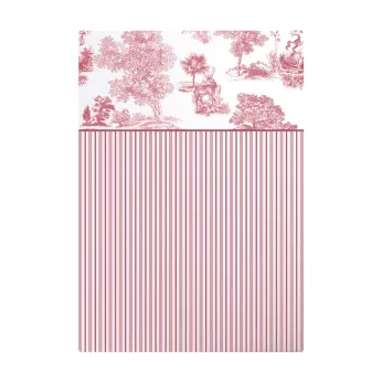 Drap plat percale de coton imprimé bordeaux Poesie rosso