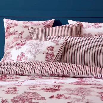 Taie d'oreiller percale de coton 115 g/m² imprimé rouge Poesie rosso