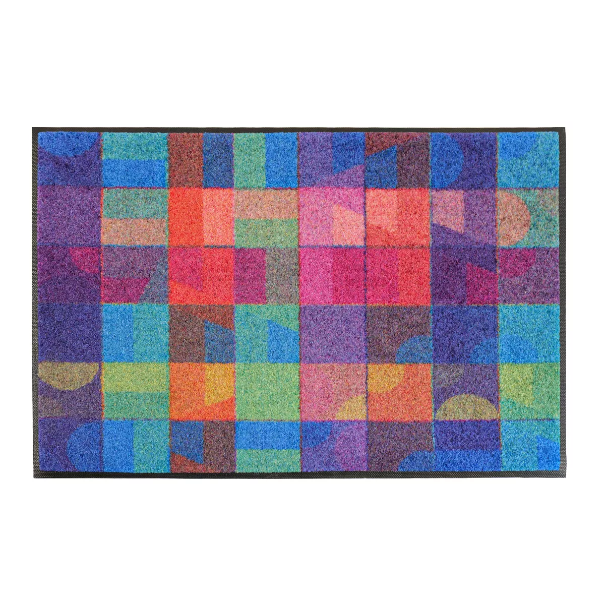 Decor mat caoutchouc & nylon printed purple blue Geo blue