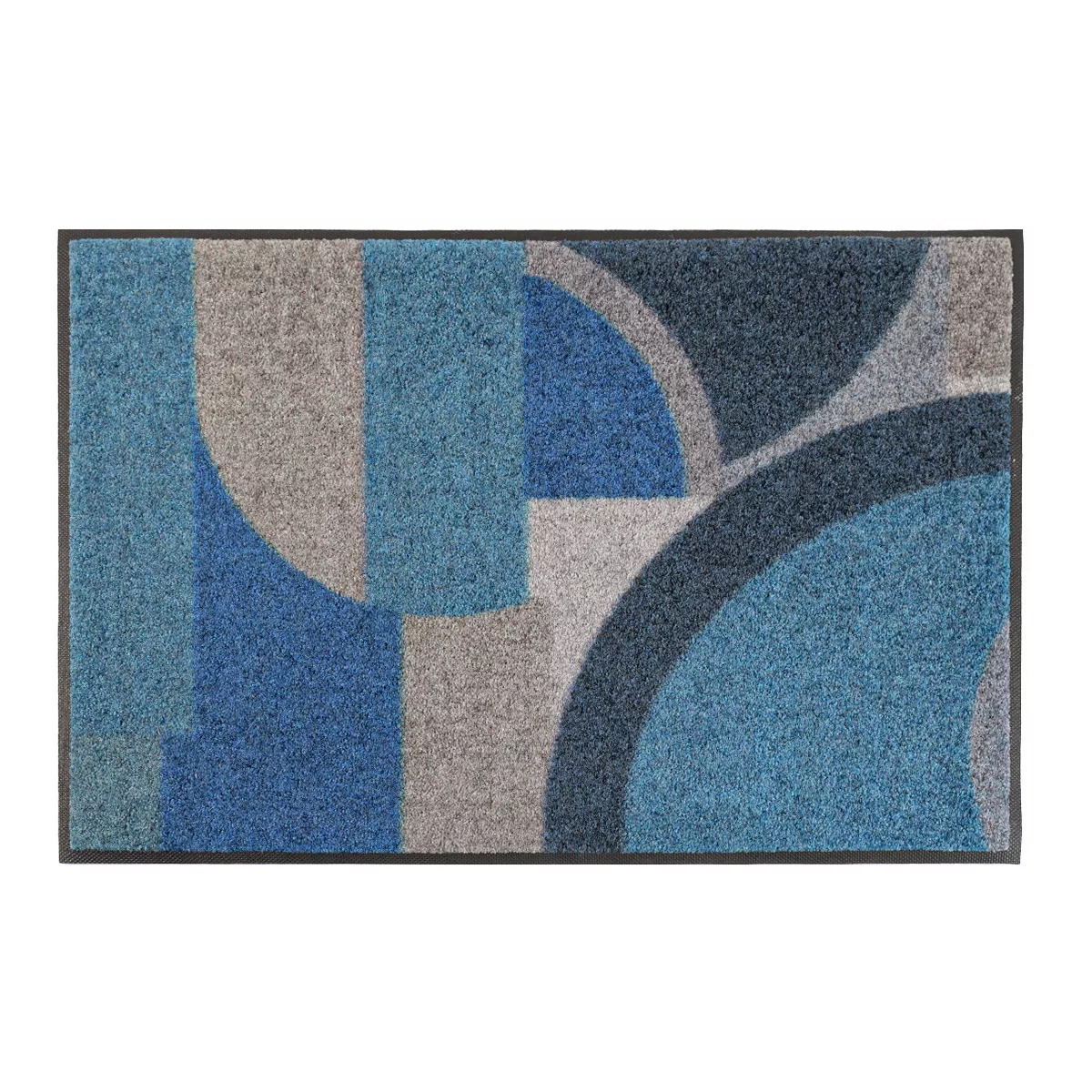 Tapis decor caoutchouc & nylon imprimé canard bleu Livio petrole