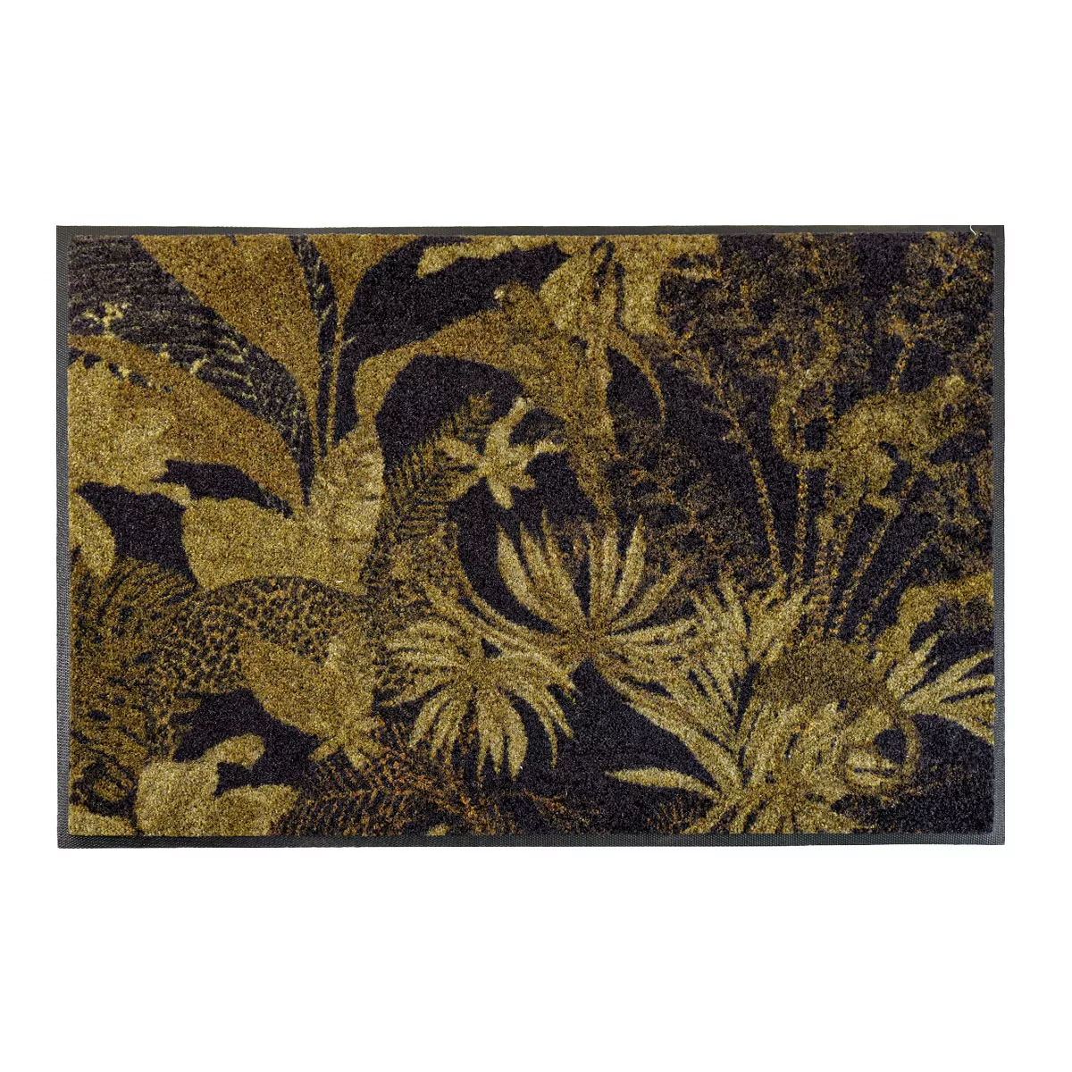 Decor mat caoutchouc & nylon printed gold black Rainforest dore