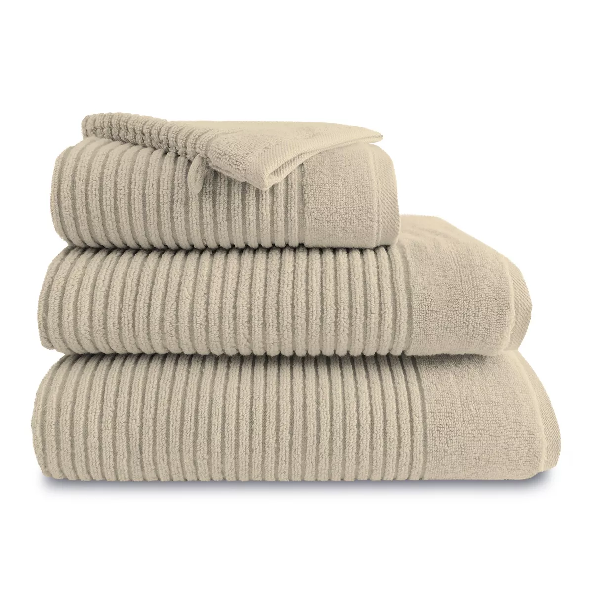 Badeset reine baumwolle uni beige Vitae stone