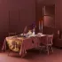 Table linen set 100% cotton stain repellent jacquard pattern orange burgundy Hortensias rouille