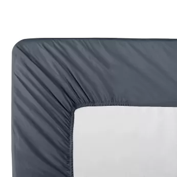 Split topper spannbettlaken baumwollperkal uni blau La percale francaise bleu
