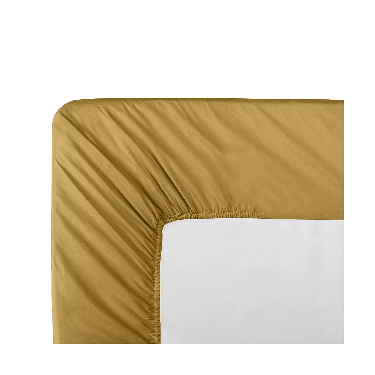 Split topper spannbettlaken baumwollperkal uni gelb La percale francaise safran