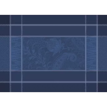 Set coton mélangé antitache motif jacquard bleu Persina crepuscule