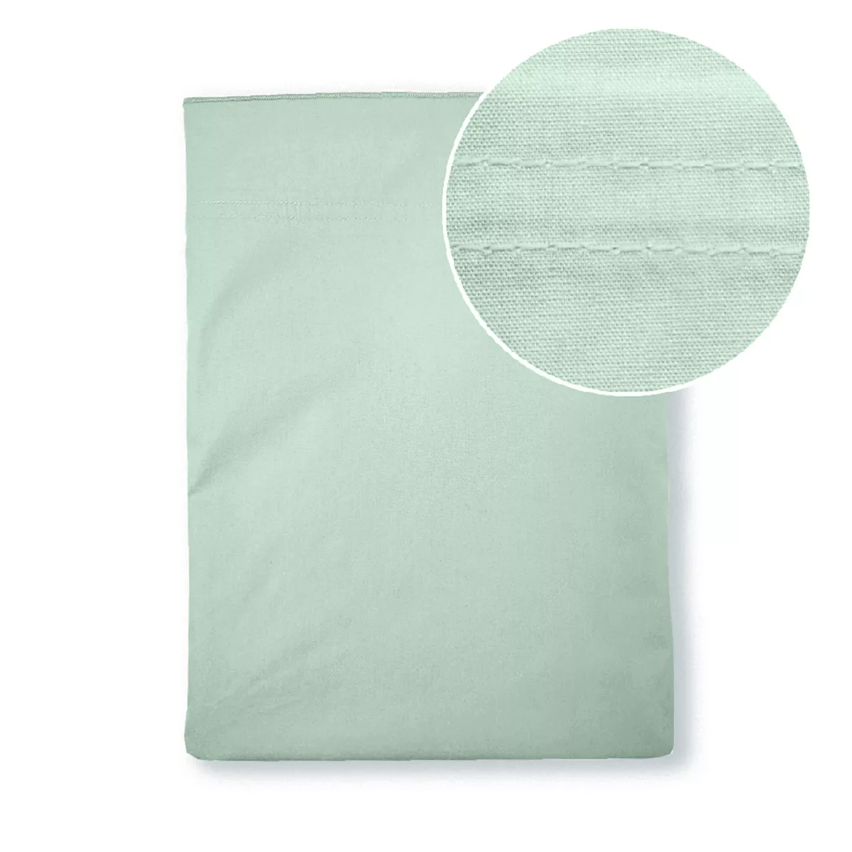 Drap plat percale de coton uni vert bleu La percale francaise givre
