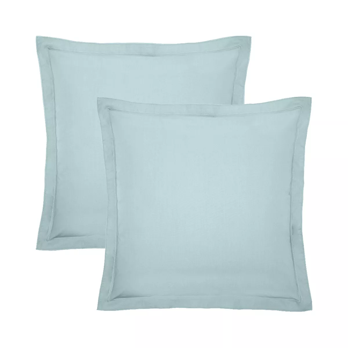 Lot de 2 taies percale de coton uni bleu La percale francaise bleu aqua