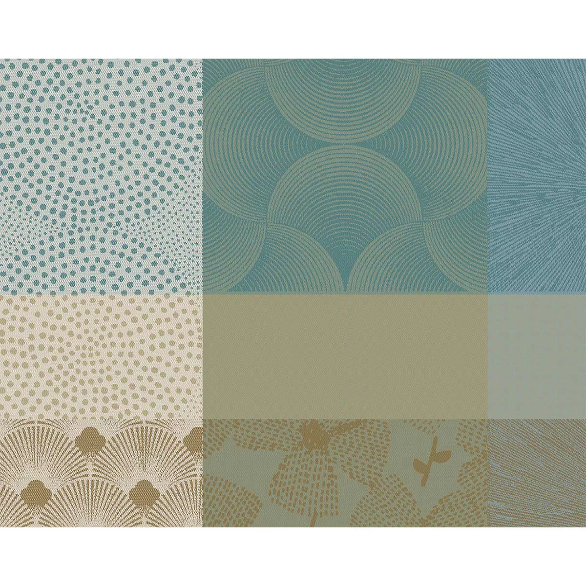 Tischset reine baumwolle beschichtet jacquard-muster beige blau Mille zen ecume