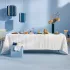 Linge de table pur coton lavé motif jacquard blanc bleu Rimini blu